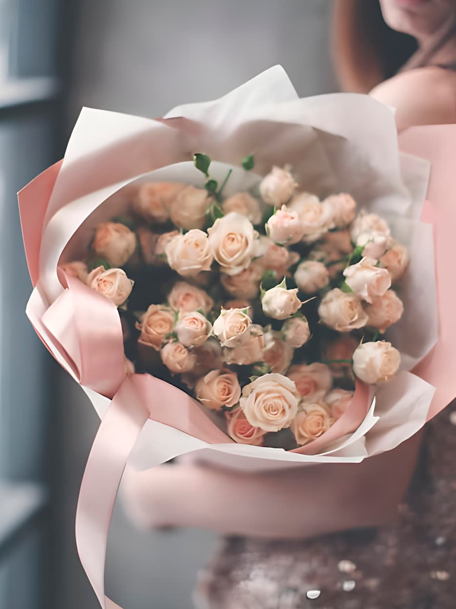 11 нежных кустовых роз — купить в Краснодаре