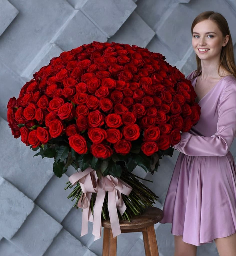 201 красная роза Голландия 80 см — фото 1 — купить в Краснодаре