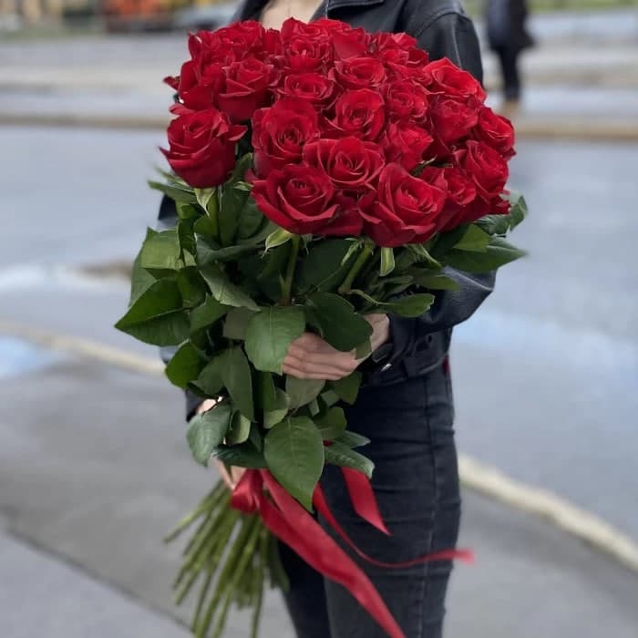 25 голландских роз 90 см (цвет на выбор) — фото 2 — купить в Краснодаре — фото 2