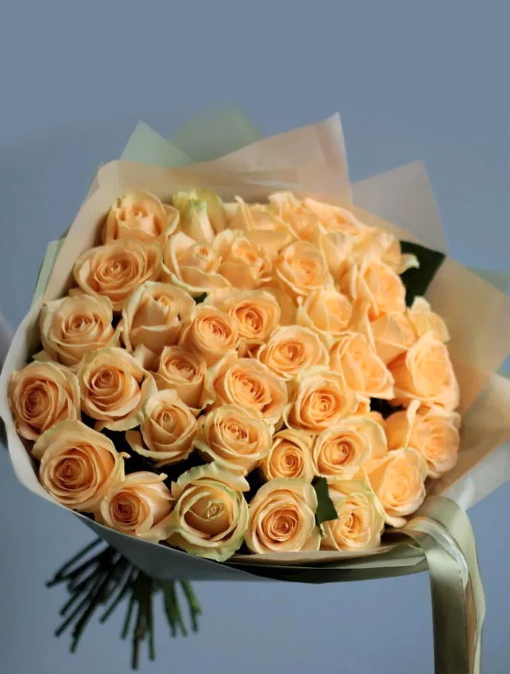 35 персиковых роз — купить в Краснодаре