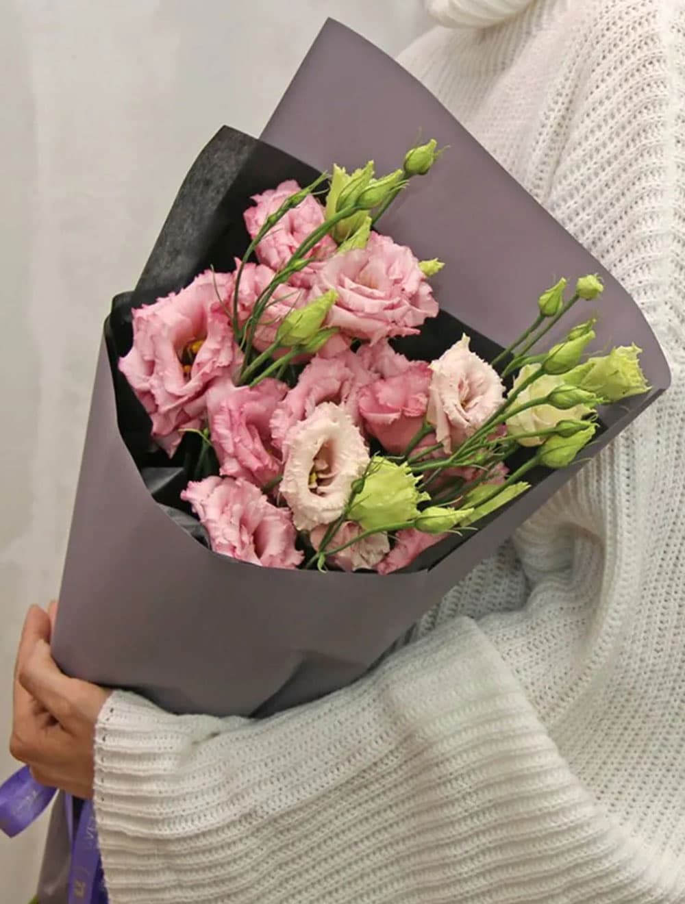 5 веток розовой эустомы — фото 1 — купить в Сочи