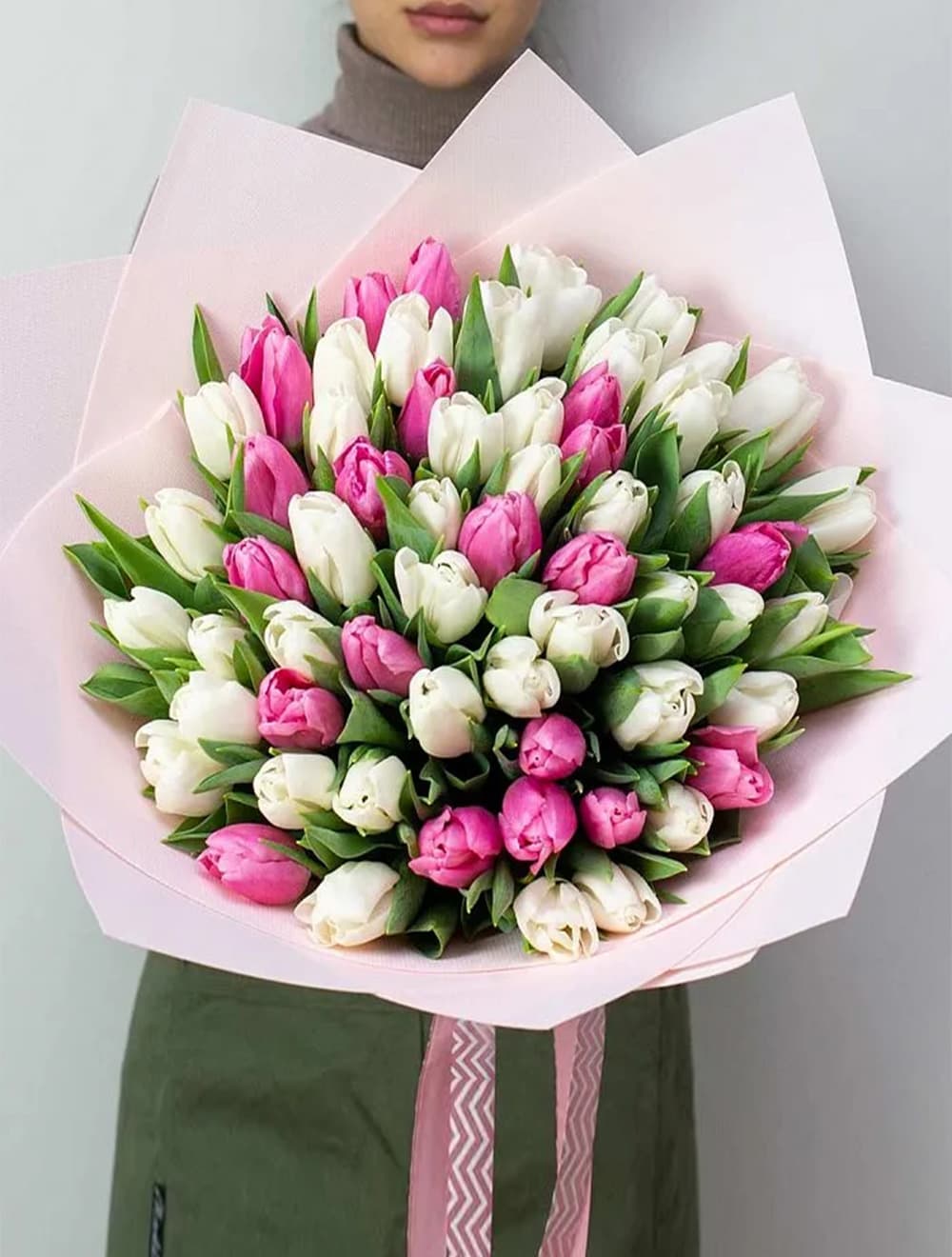 61 белый и розовый тюльпан