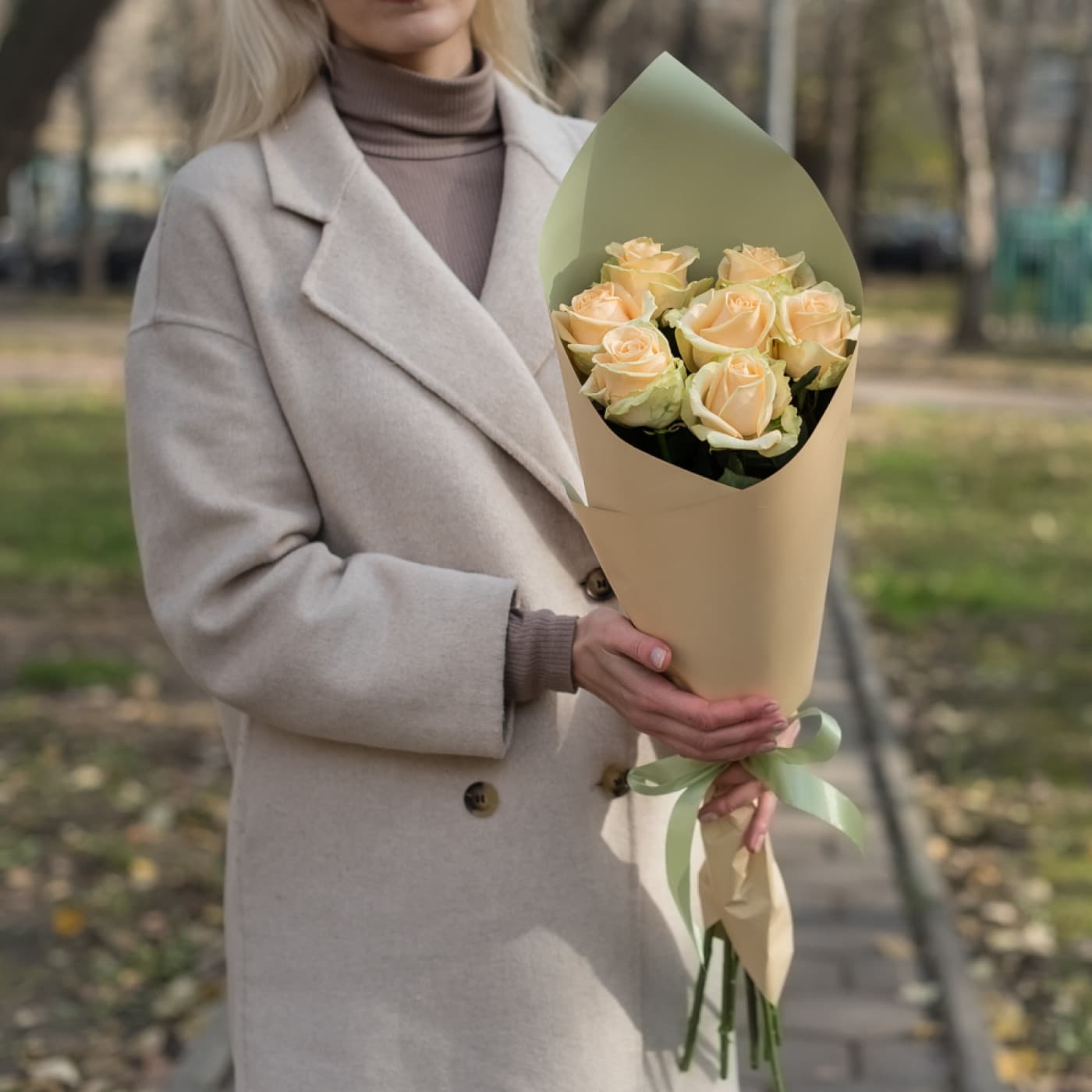 7 персиковых роз — фото 3 — купить в Краснодаре — фото 3