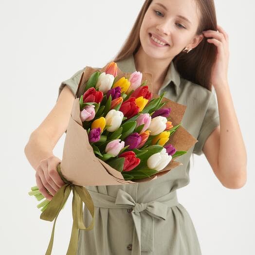 Букет из 25 тюльпанов: микс — купить в Ростове-на-Дону