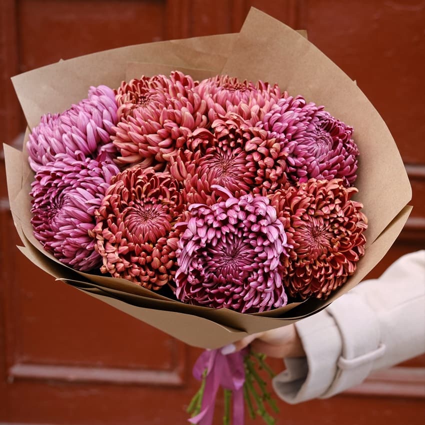 Букет из 9 хризантем бигуди — купить в Ростове-на-Дону — фото 3