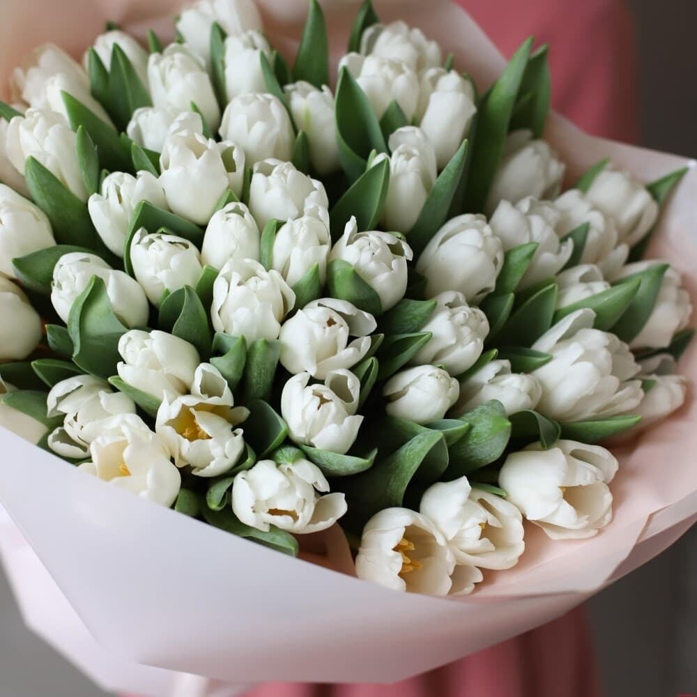 Букет белых тюльпанов "Snow" — фото 2 — купить в Краснодаре — фото 2