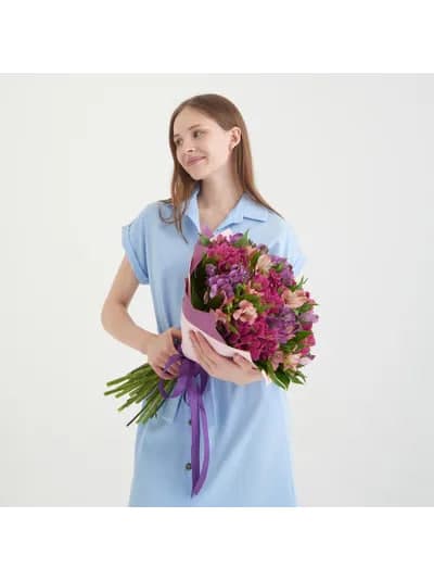 Букет из 15 лиловых альстромерий — фото 4 — купить в Сочи — фото 4