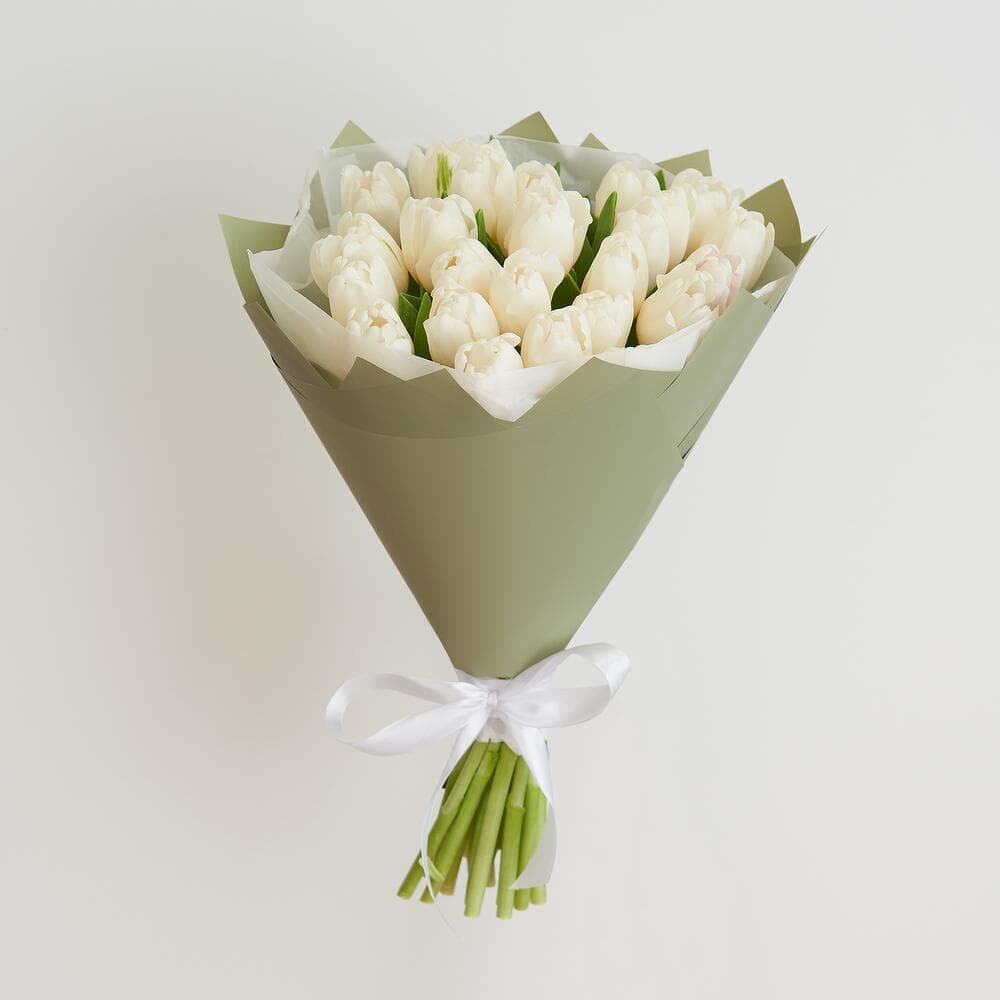 Букет из 25 белых тюльпанов — фото 3 — купить в Сочи — фото 3