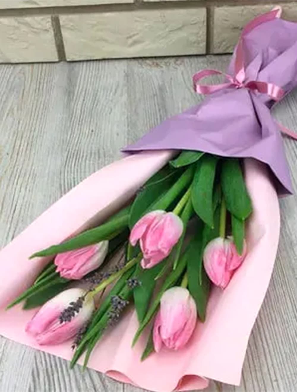 Букет из 5 розовых тюльпанов