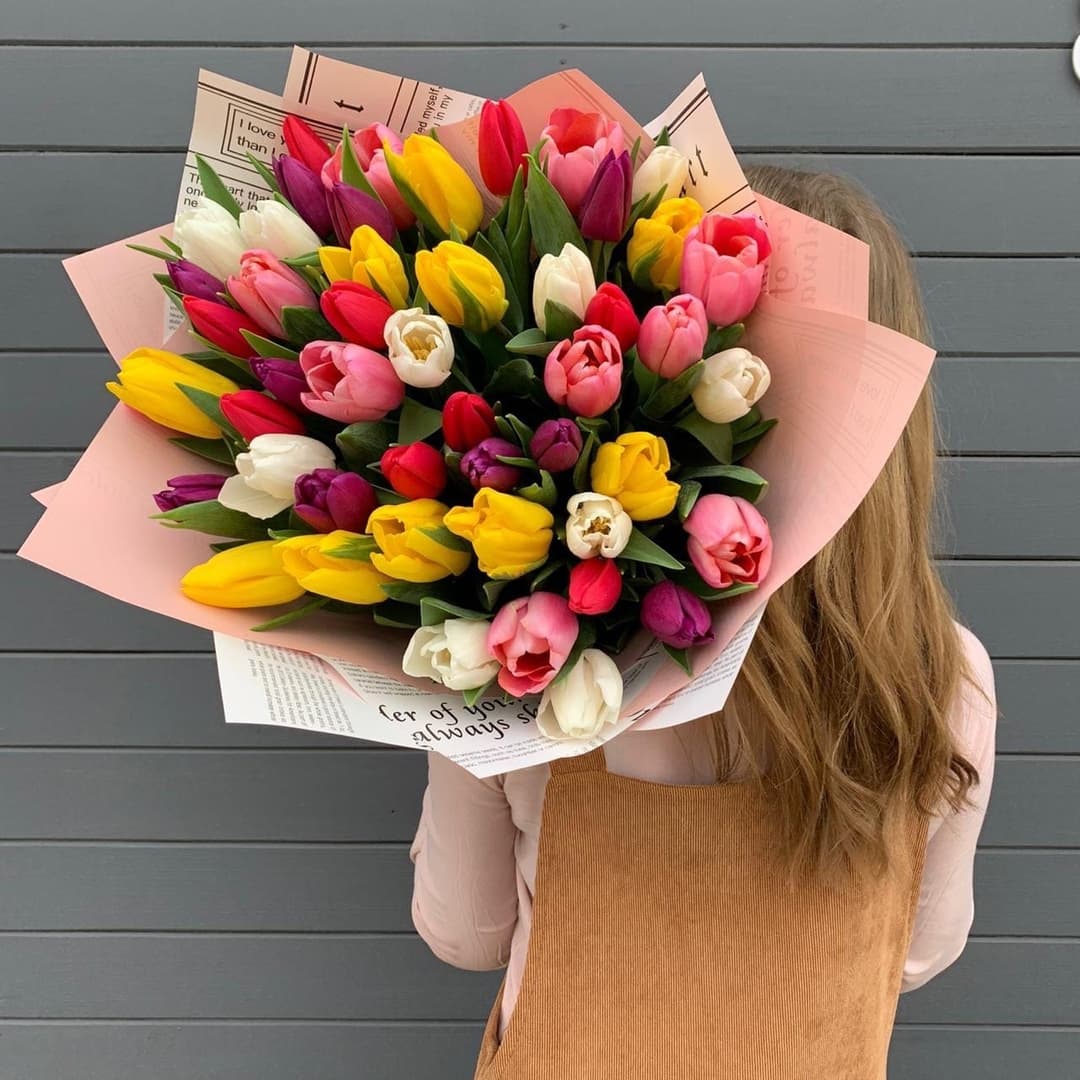 Букет из 51 тюльпана: микс