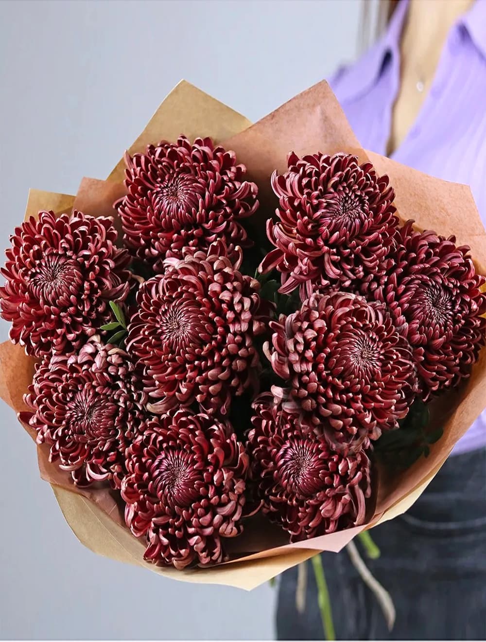 Букет из 9 лунных шарообразных хризантем