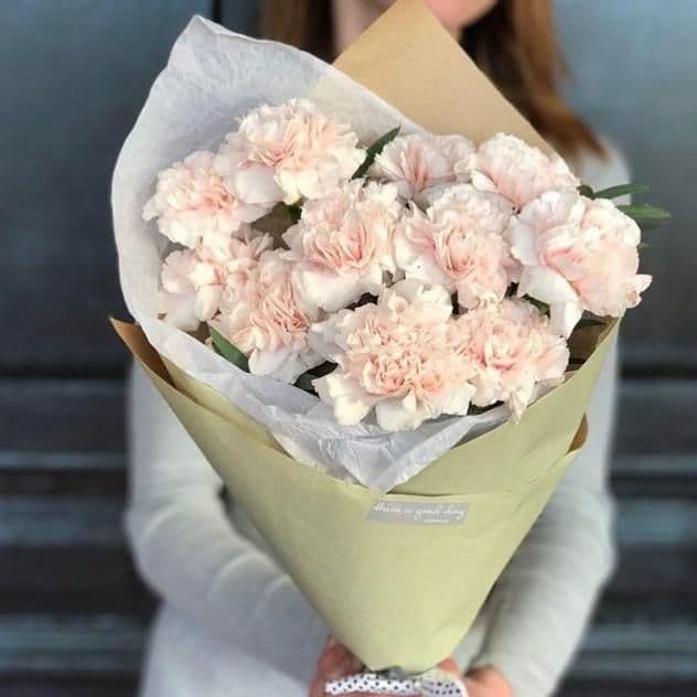 Букет из кремовых диантусов