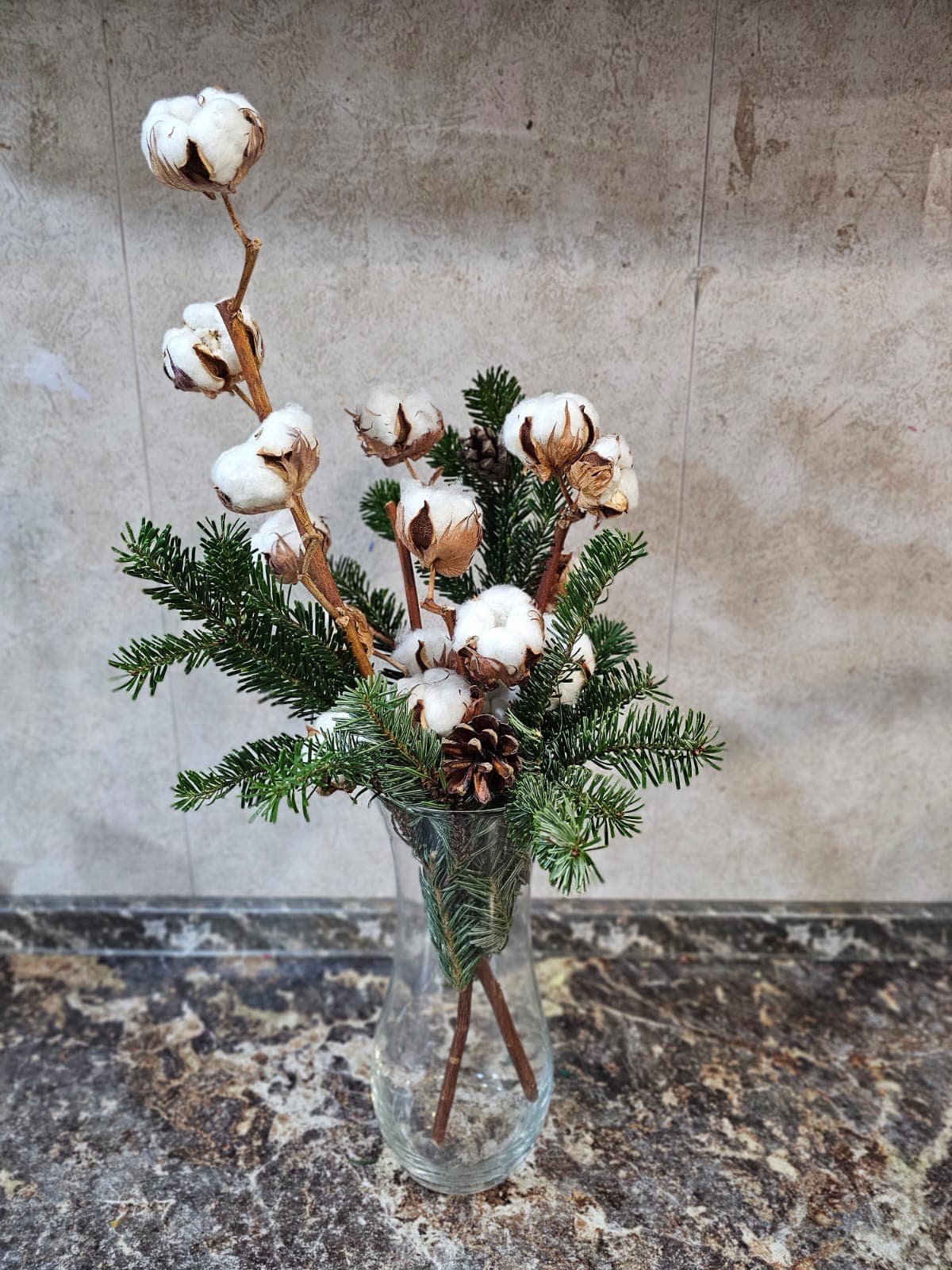 Хлопок и хвоя в вазе — купить в Ростове-на-Дону