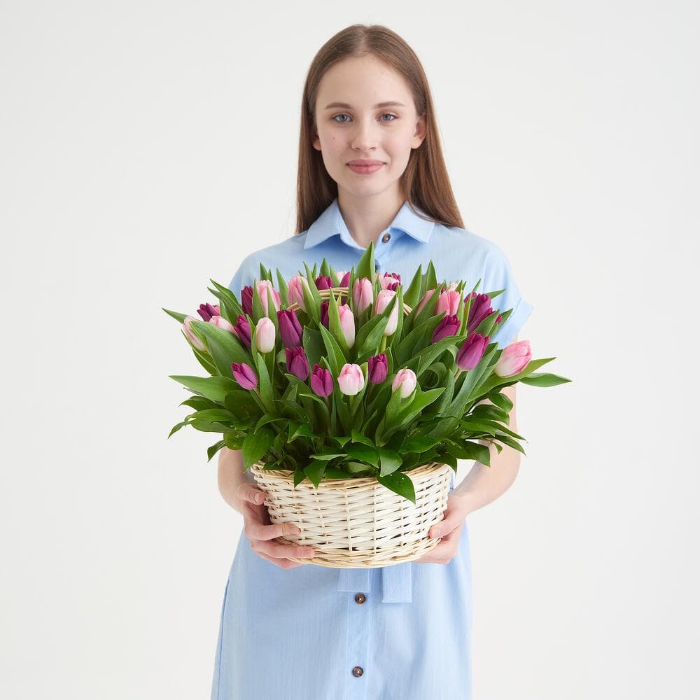 Корзина нежных тюльпанов — фото 5 — купить в Краснодаре — фото 5