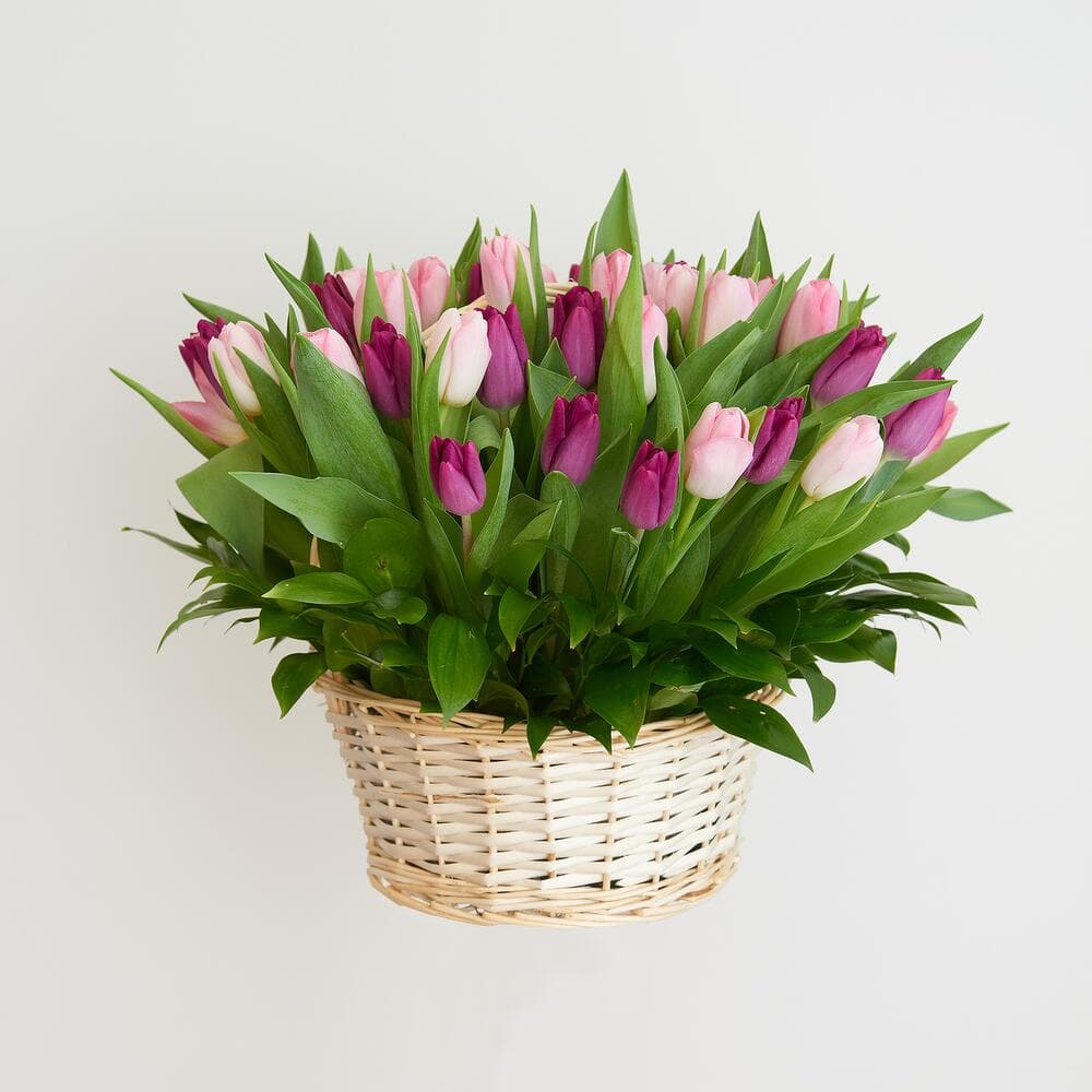 Корзина нежных тюльпанов — фото 3 — купить в Волгограде — фото 3