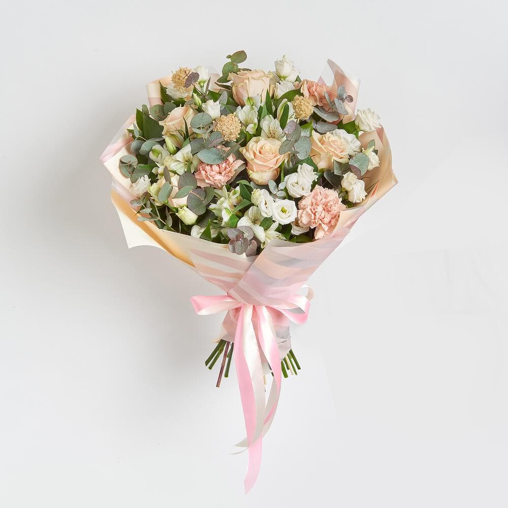 Кремовый букет с эвкалиптом — фото 4 — купить в Краснодаре — фото 4