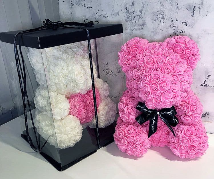 Мишка из роз - цвет на выбор — купить в Краснодаре